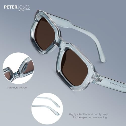 Peter Jones Transparent Unisex Broad Frame Square UV/UB Protected Sunglasses (3887TBL) - Image 3
