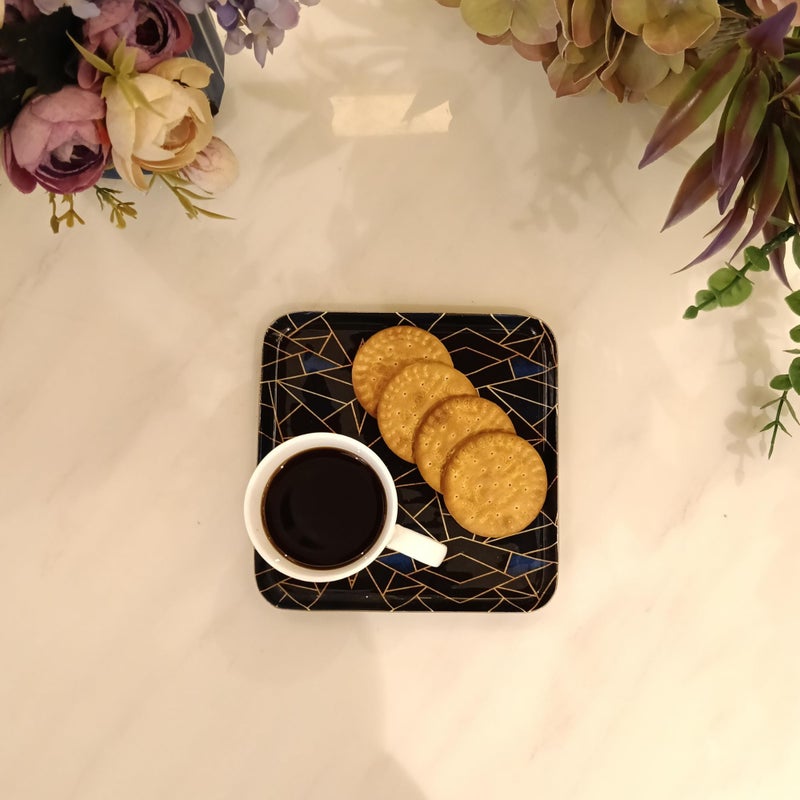 PRET HOMES Metal Serving Trays for Breakfast & Coffee Table | Perfect for Parties & Home Decor (Black) - Image 1