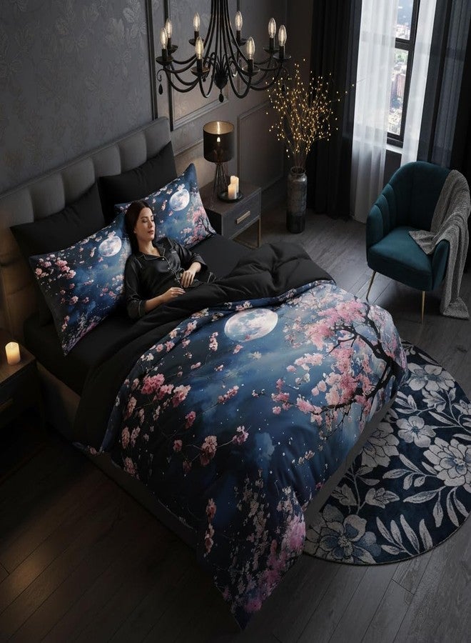 CCoutueChen Japanese Bedding Set for Girls King Size Cherry Blossom Duvet Cover Set, Light Pink Floral Comforter Cover, 3 Pcs 2 Pillowcases/104 * 90 - Image 3