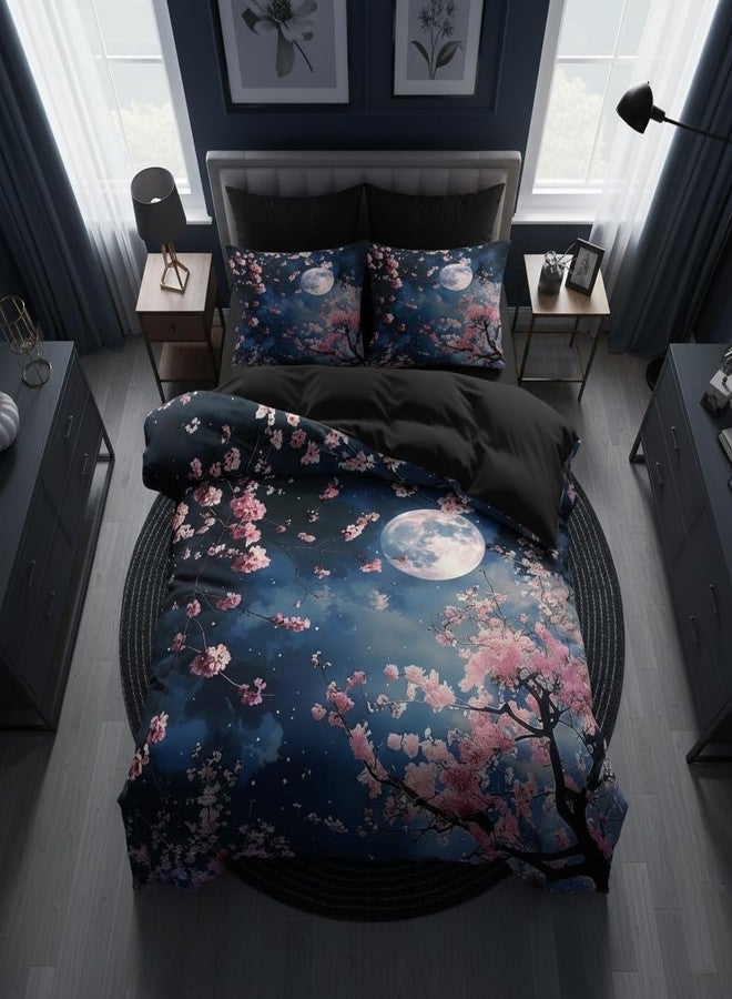 CCoutueChen Japanese Bedding Set for Girls King Size Cherry Blossom Duvet Cover Set, Light Pink Floral Comforter Cover, 3 Pcs 2 Pillowcases/104 * 90 - Image 1