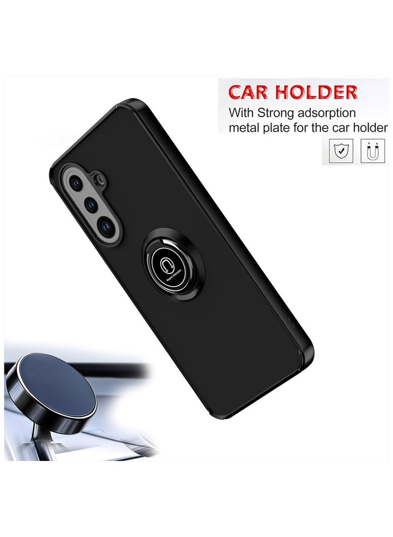 Case for Samsung Galaxy A26 Rotational Metal Ring Kickstand Cover Anti Fingerprint Scratch Resistance Matte Finish Case Soft TPU Bumper Magnetic Car Mount Cover for Samsung Galaxy A26 - Image 2