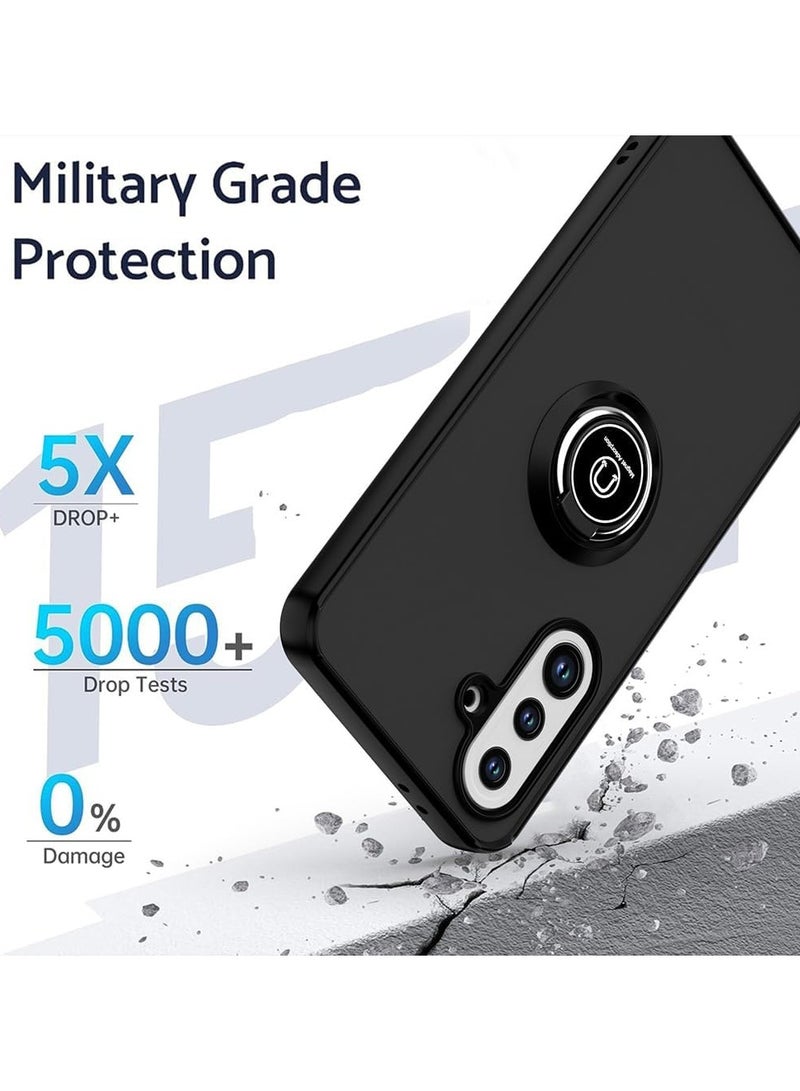 Case for Samsung Galaxy A26 Rotational Metal Ring Kickstand Cover Anti Fingerprint Scratch Resistance Matte Finish Case Soft TPU Bumper Magnetic Car Mount Cover for Samsung Galaxy A26 - Image 5