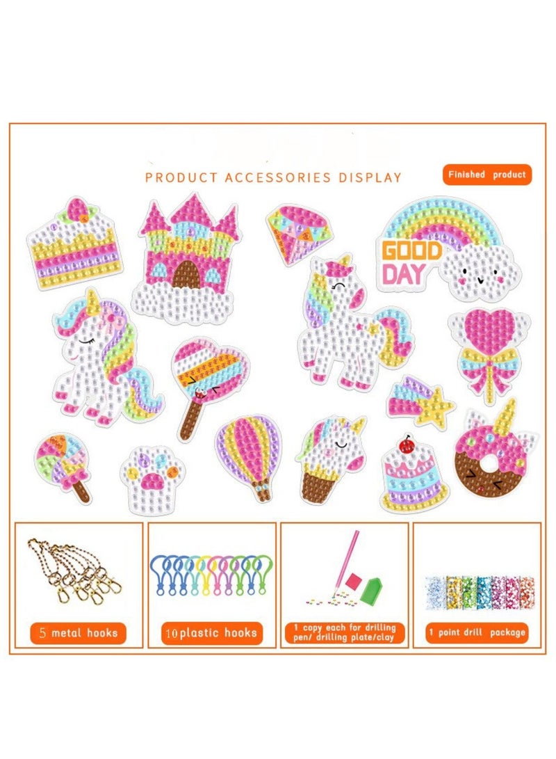 Diamond Painting Kit For Kids with Keychains, Crafts for Girls Ages 6-12, Diamond Art for Kids, Diamond Dot Gem Art Kits for Kids, Kids Arts and Crafts for Kid Ages 6-12, Unicorn Painting Kit  - Image 2