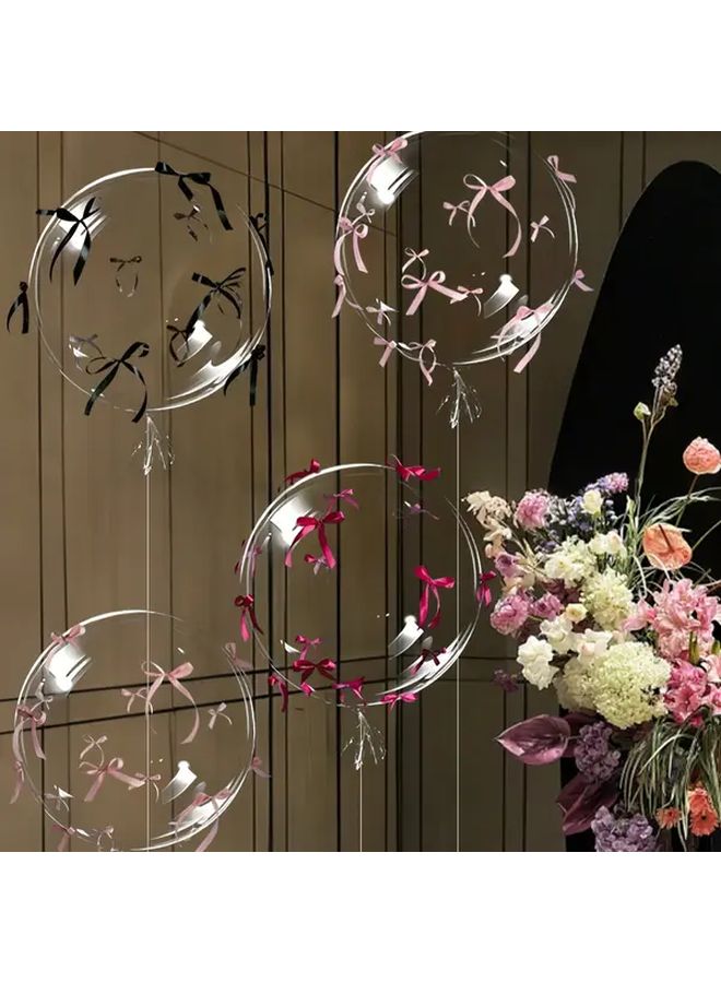 4 Transparent Bubble Balloons Rose Red Lotus Pink Black Bow Romantic Butterfly Wedding Engagement Birthday Decor - Image 1