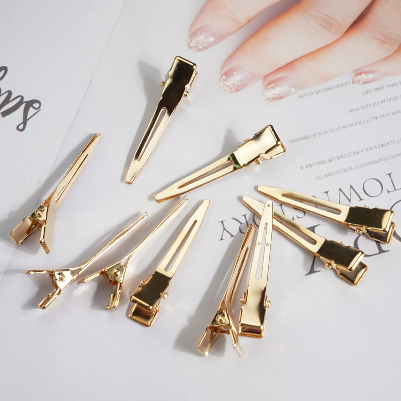 Qearl 120 PCS 1.77" Single Prong Curl Clips Gold Curl Pins Duckbill Clips Metal Alligator Clips for Hair Extensions Styling (Gold) - Image 4