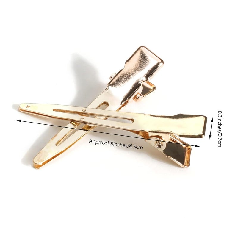 Qearl 120 PCS 1.77" Single Prong Curl Clips Gold Curl Pins Duckbill Clips Metal Alligator Clips for Hair Extensions Styling (Gold) - Image 2