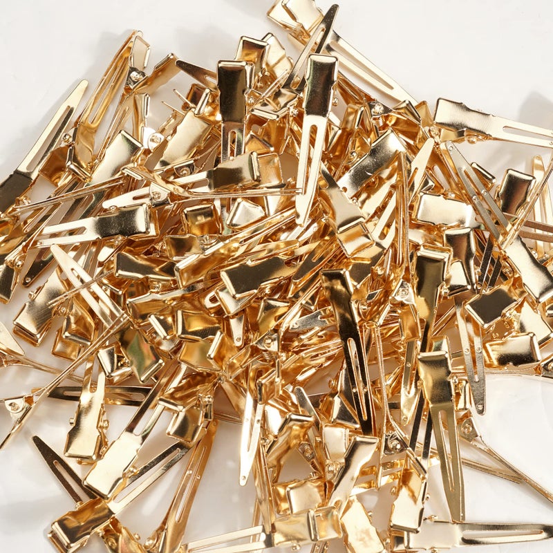 Qearl 120 PCS 1.77" Single Prong Curl Clips Gold Curl Pins Duckbill Clips Metal Alligator Clips for Hair Extensions Styling (Gold) - Image 5