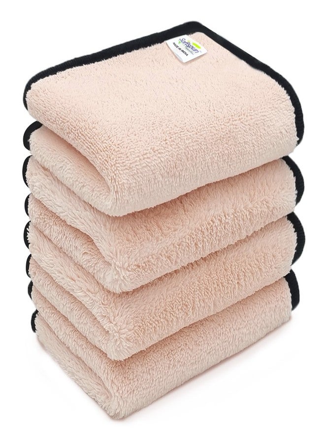 SOFTSPUN Microfiber Baby Hand & Face Wipes 280 GSM 20x30 Cms, 4 Piece Towel Set, Light Pink! Super Soft & Comfortable for Newborn Baby and Kids Quick Drying Ultra Absorbent in Small Size. - Image 1