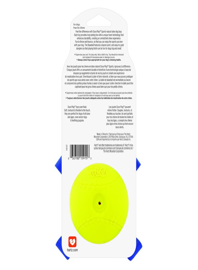 Hartz Dura Play Sports Soccer Dog Toy, Bacon Scented Squeaky Latex Yellow & Blue Toy, 1 Count - Image 2