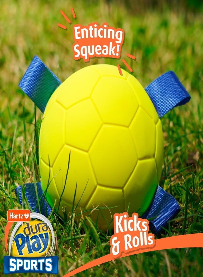 Hartz Dura Play Sports Soccer Dog Toy, Bacon Scented Squeaky Latex Yellow & Blue Toy, 1 Count - Image 4