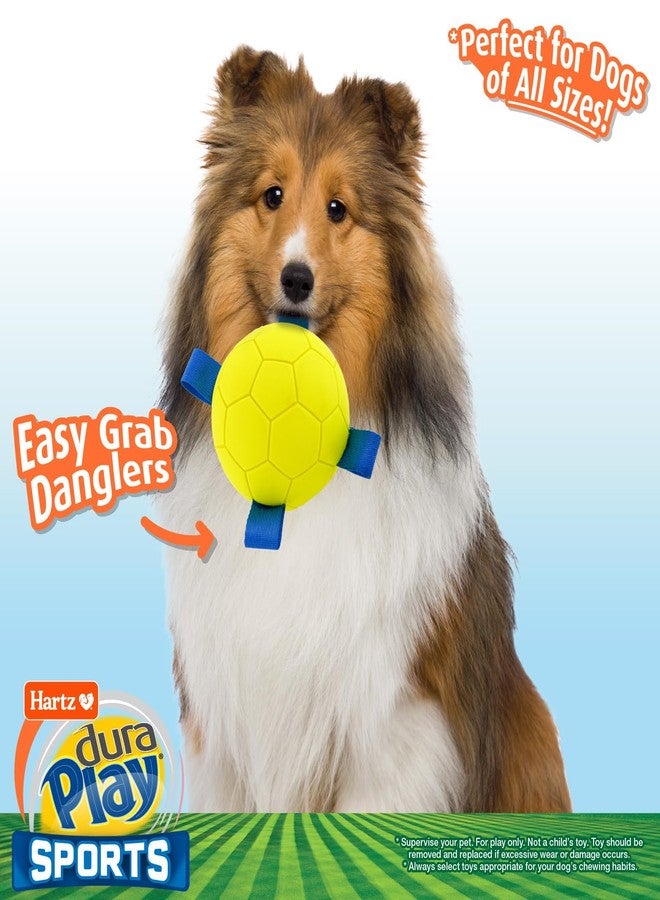 Hartz Dura Play Sports Soccer Dog Toy, Bacon Scented Squeaky Latex Yellow & Blue Toy, 1 Count - Image 3