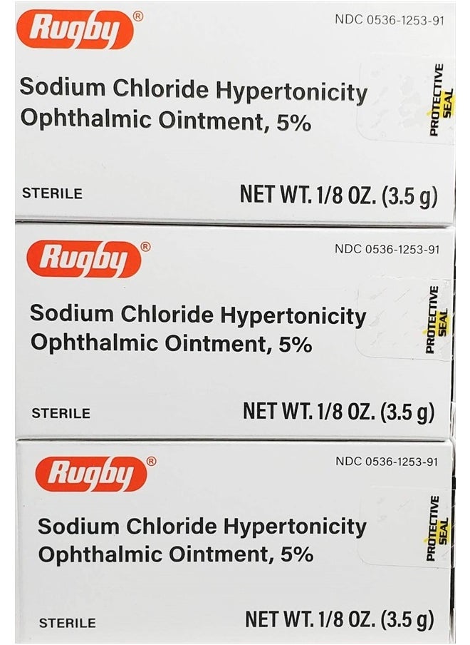 RUGBY LABORATORIES - Rugby Sodium Chloride Ophthalmic Ointment 5%, 3.5 gm (Compare to Muro 128) -3 Pack - Image 1