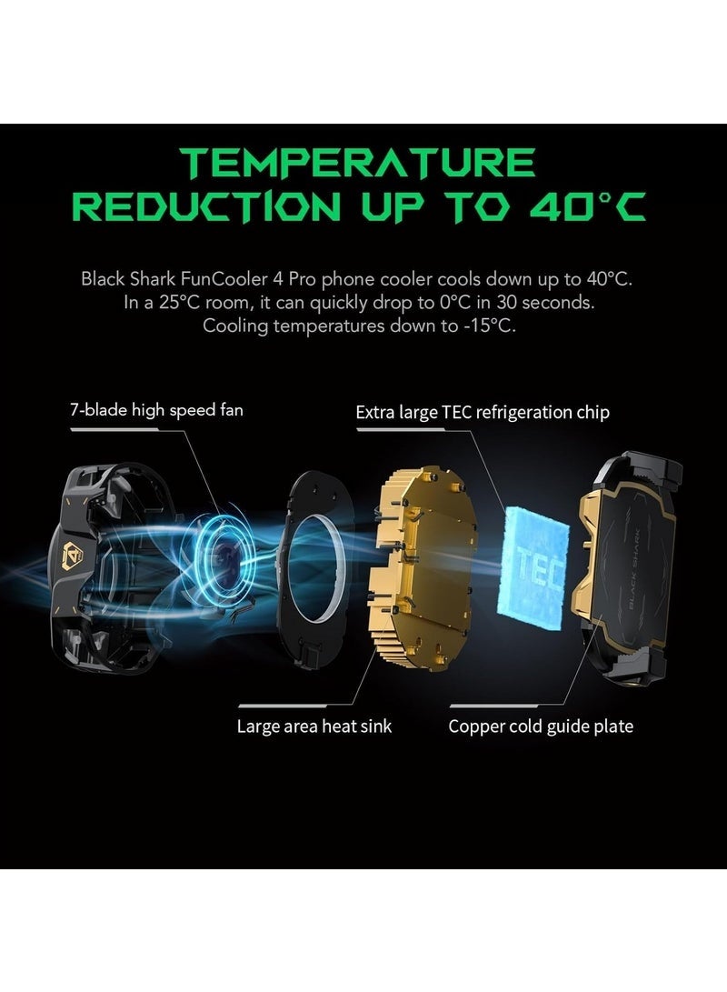 Arabest Black Shark FunCooler 4Pro BR41, Cell Phone Cooler for Gaming,27W Power Fast Cooling, In-APP Control, RGB Lighting and Universal Compatibility - Black - Image 5