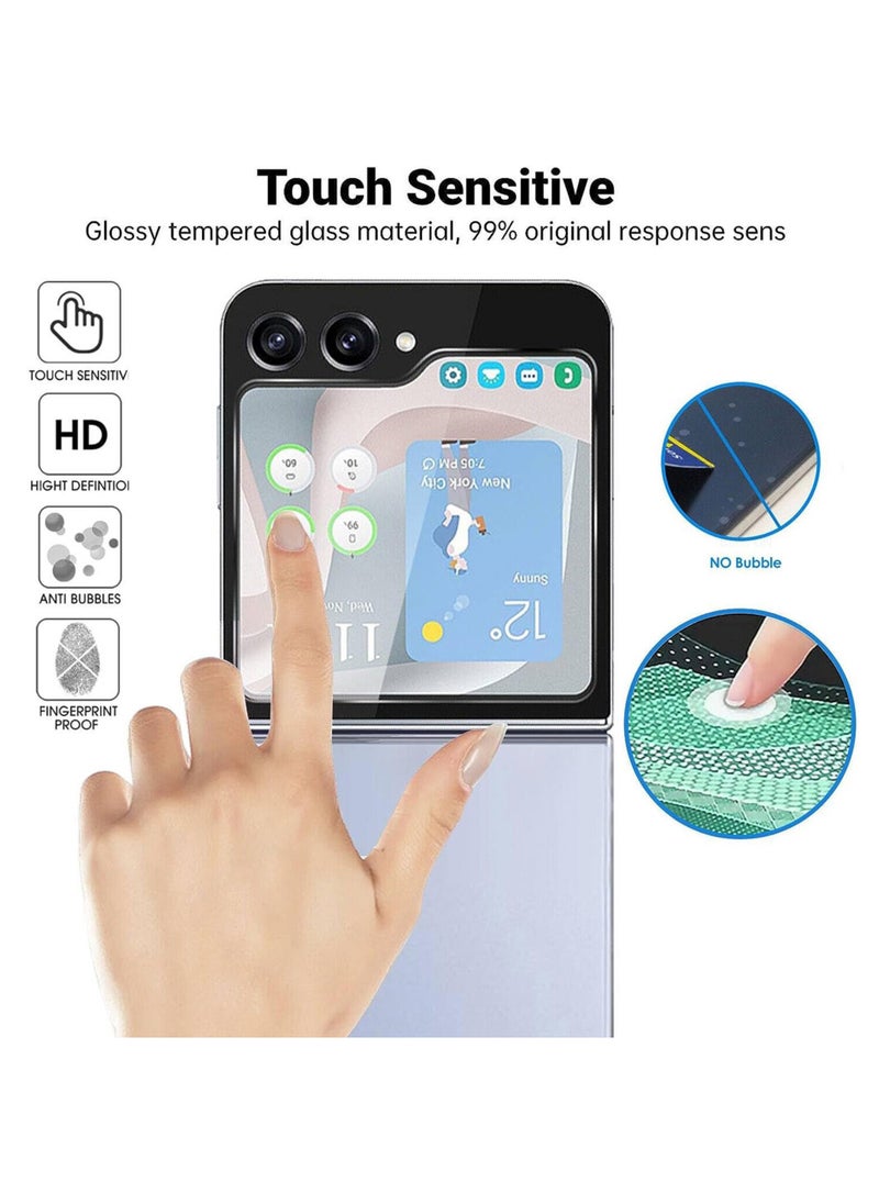Screen Protector for Samsung Galaxy Z Flip 5 Front Tempered Glass Full Coverage Screen Guard 9H Hardness Anti Fingerprint Scratch Resistance for Samsung Galaxy Z Flip 5