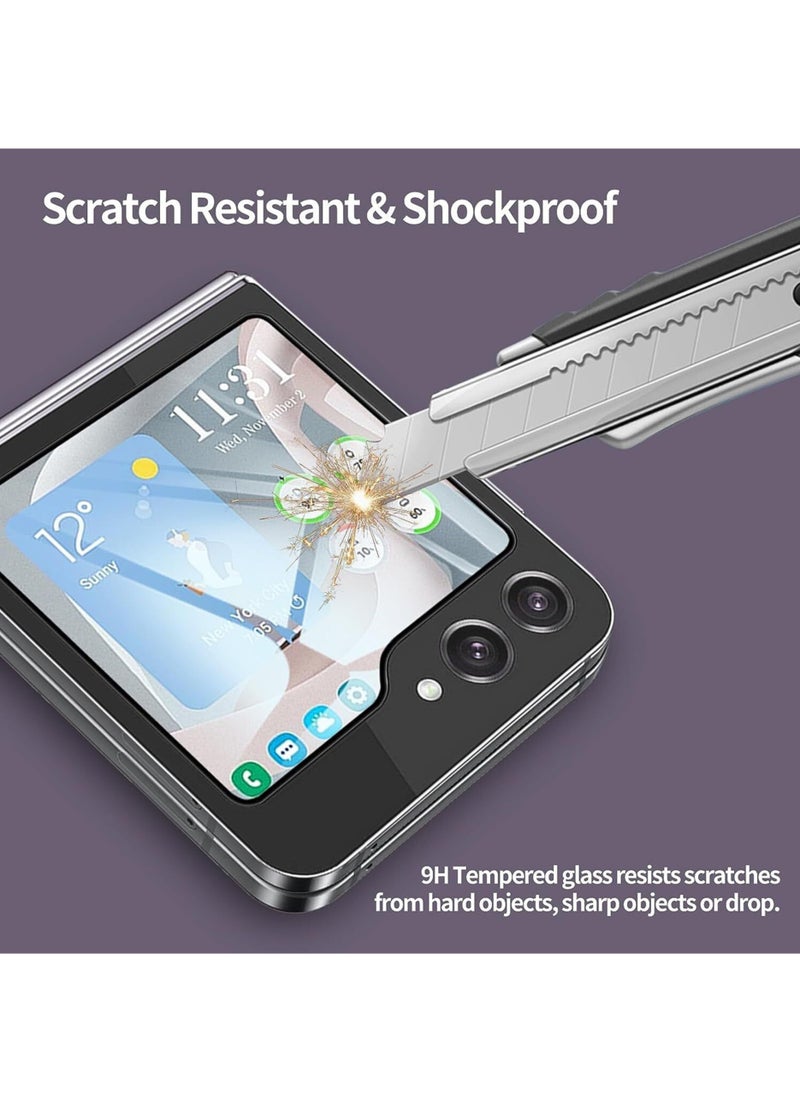 Screen Protector for Samsung Galaxy Z Flip 5 Front Tempered Glass Full Coverage Screen Guard 9H Hardness Anti Fingerprint Scratch Resistance for Samsung Galaxy Z Flip 5