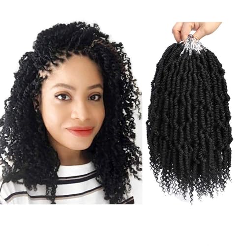 Dorsanee Bomb Twist Crochet Hair 10 Inch 6 Packs Mini Passion Twist Crochet Hair for Black Women Pre-looped Spring Twist Crochet Braids Nubian Twist Synthetic Hair Extension (1B#) - Image 1