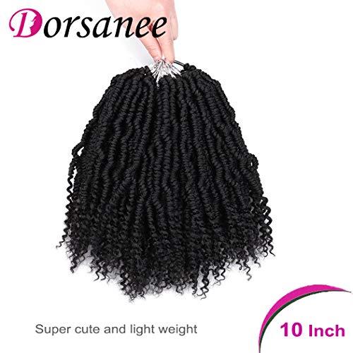 Dorsanee Bomb Twist Crochet Hair 10 Inch 6 Packs Mini Passion Twist Crochet Hair for Black Women Pre-looped Spring Twist Crochet Braids Nubian Twist Synthetic Hair Extension (1B#) - Image 4