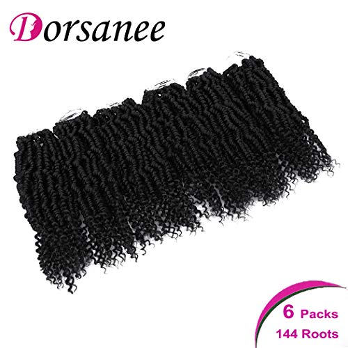 Dorsanee Bomb Twist Crochet Hair 10 Inch 6 Packs Mini Passion Twist Crochet Hair for Black Women Pre-looped Spring Twist Crochet Braids Nubian Twist Synthetic Hair Extension (1B#) - Image 2