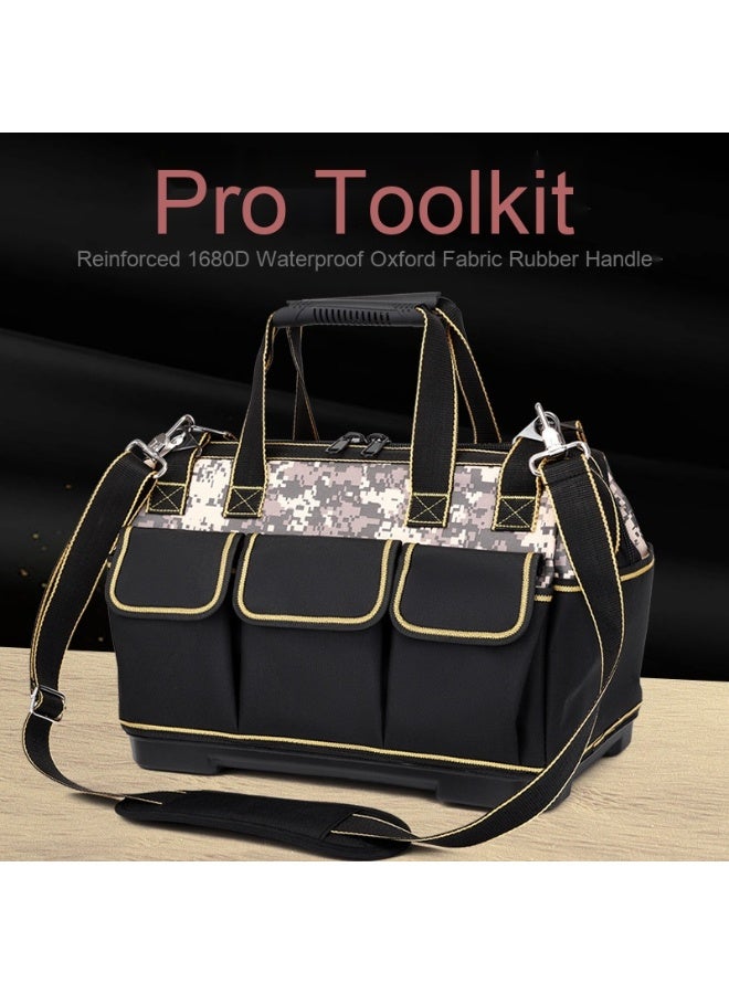 Large Capacity Multi-Pocket Tool Storage Bag with Molded Base - Heavy-Duty Double-Layer Oxford Fabric for Carpenters, Electricians, and Mechanics  - Image 4