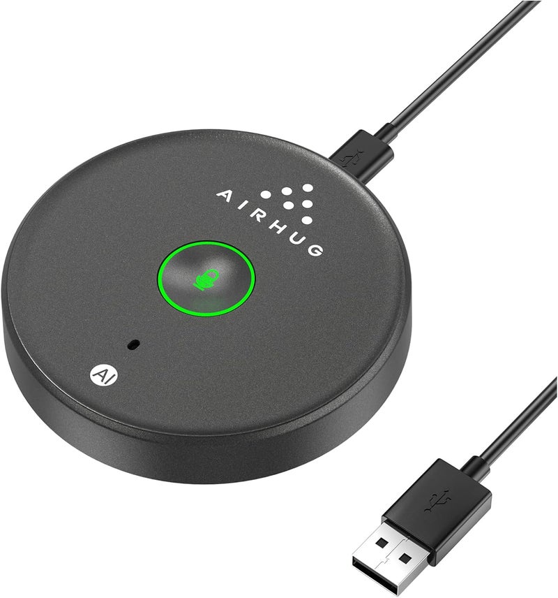 AIRHUG ميكروفون USB بدون مكبر صوت، ميكروفون كمبيوتر مكتبي، زر كتم مع مؤشر LED، تقليل الضوضاء بالذكاء الاصطناعي، ميكروفون خارجي متعدد الاتجاهات يعمل بالتوصيل والتشغيل لأجهزة الكمبيوتر المحمولة، للمكالمات عبر الإنترنت/الفصول الدراسية/تسجيل الفيديو - Image 1