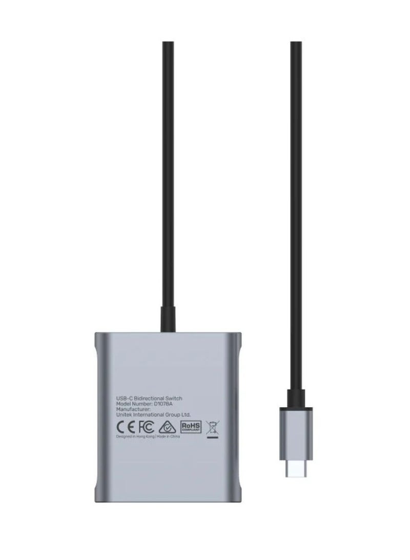 UNITEK USB-C Bidirectional Switch – 2-in-1 USB-C Data Sharing Switch for Connecting and Switching Between Two Devices or Two USB-C Monitors with High-Speed 10Gbps Data Transfer Support - Image 4