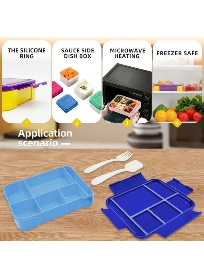 4h Essentials Premium Leak Proof Bento Lunch Box with 6 Compartments – BPA Free, Microwave Safe lunch box for Adults & Kids daily use for School, Office and Travel (Dark Blue) - Image 3
