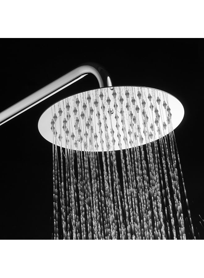 erorex Brushed 30Cm Solid Round Ultra Thin Rainfall Shower Head Brushed Stainless Steel - Image 3