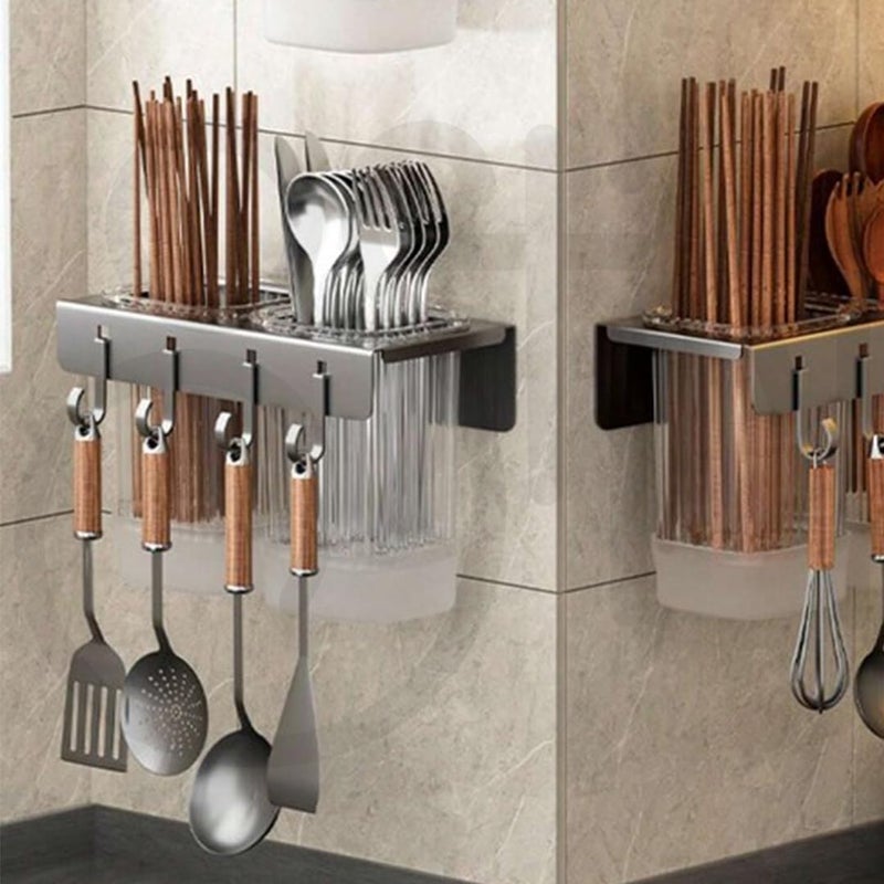 Ostin Chopstick Cage Home Decor Storage Dispenser Sturdy Restaurant Utensil Holder Chopsticks Drain Holder Compartment Tableware Utensils Holder for Countertop 3 Container - Image 2