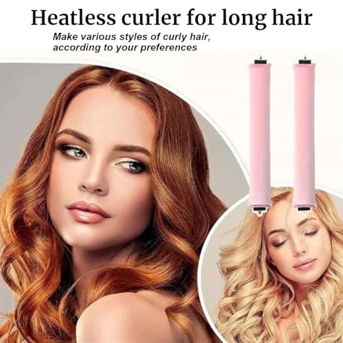 MAYCREATE® 6PCS Heatless Hair Curler, Flexible Curling Rod with Hook, Satin Rollers for All Hair Types, No Heat Curls to Sleep for Curl Rods, Heatless Curls for Blowout Hair, Pink - Image 4