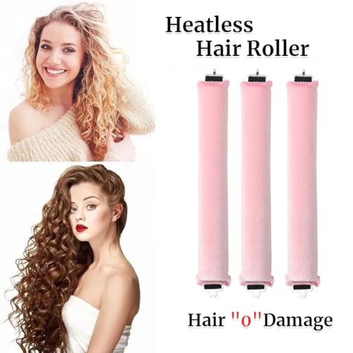 MAYCREATE® 6PCS Heatless Hair Curler, Flexible Curling Rod with Hook, Satin Rollers for All Hair Types, No Heat Curls to Sleep for Curl Rods, Heatless Curls for Blowout Hair, Pink - Image 5