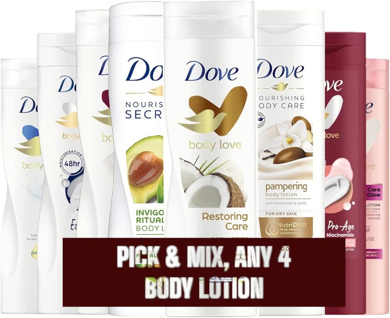 4 x 400mL Dove Body Love Nourishing Secrets Body Lotion Pick n Mix Any 4