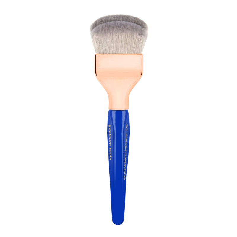 Bdellium Tools Professional Makeup Brush - Golden Triangle 972 Large Rounded Double Dome Blender - With All Vegan and Soft Synthetic Fibers, For Foundation Application & Blending (Blue, 1pc) - Image 1