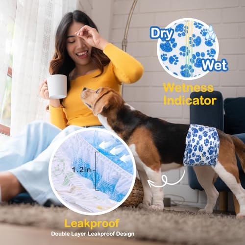 Dono Dog Diapers Male, Disposable Male Dog Wraps 60ct, Ultra Absorbent Doggie Diapers, Rapid-Dry Leak-Proof Puppy Diapers, Wetness Indicator Excitable Urination Incontinence, XSmall - Image 5