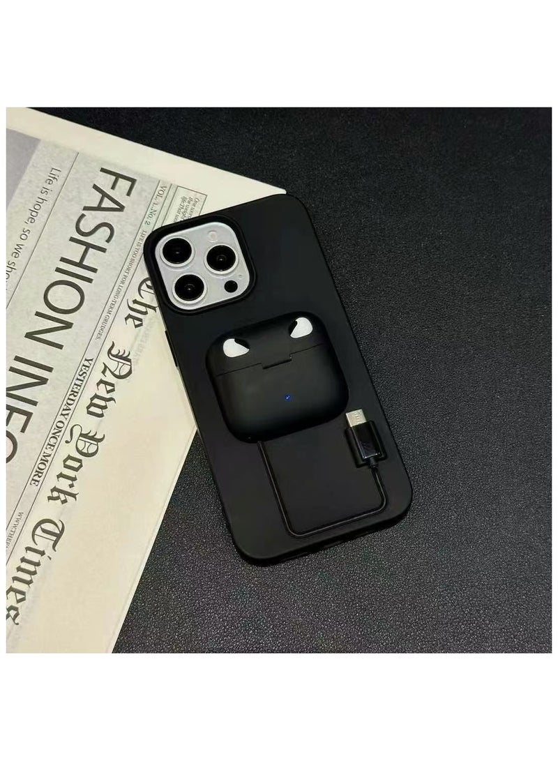 بلو فاير جراب مدمج 2 في 1 لهاتف iPhone 16 Pro Max مع مساحة تخزين لسماعات AirPods 3/4 – غطاء واقٍ من السيليكون و TPU مقاوم للماء والصدمات مع دعم الشحن اللاسلكي، تصميم نحيف صديق للبيئة مضاد للخدوش، غطاء أنيق ومتين مع مكان مدمج للسماعات، إكسسوار متعدد الوظائف عصري لمستخدمي iPhone 16 Pro Max من Apple - Image 2