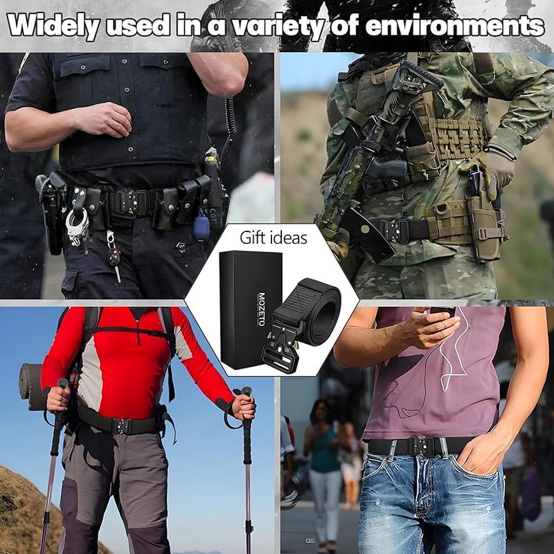 MOZETO Tactical Belts for Men Military Style Work Hiking Riggers Web Gun Belt with Heavy Duty Quick Release Metal Buckle - Image 4