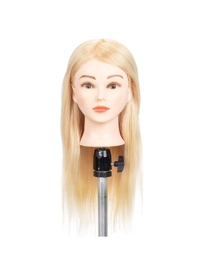 gexworldwide GEX 100% Blonde Human Hair Training Practice Head Styling Dye Cutting Mannequin Manikin Head Without Wig Clamp 613# (20") - Image 1