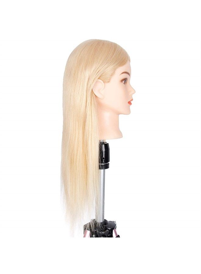 gexworldwide GEX 100% Blonde Human Hair Training Practice Head Styling Dye Cutting Mannequin Manikin Head Without Wig Clamp 613# (20") - Image 2