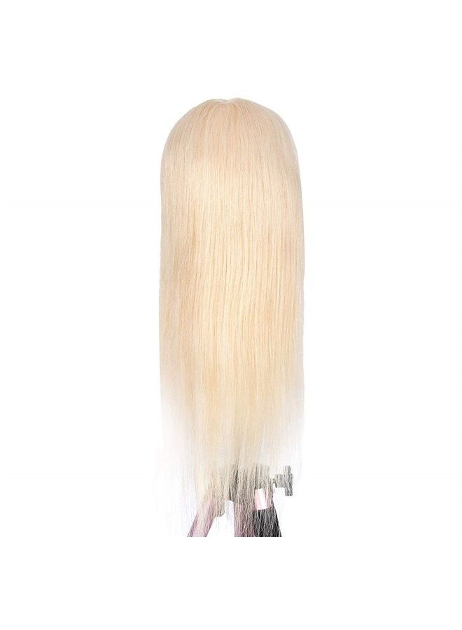 gexworldwide GEX 100% Blonde Human Hair Training Practice Head Styling Dye Cutting Mannequin Manikin Head Without Wig Clamp 613# (20") - Image 3