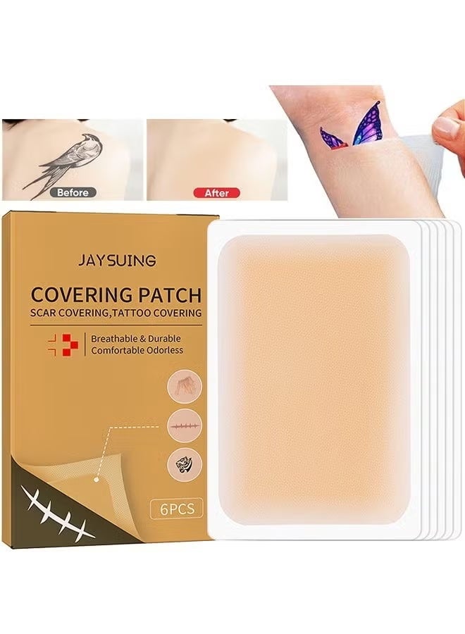 Jaysuing Tattoo Covering Up Sticker Ultra Thin Patch, Tattoo Concealing Tape Breathable And Waterproof Skin Concealing Tape Tattoo Flaw Conceal Sticker Patch Scar Cover Sticker (6PCS Skin Primary Color) - Image 1