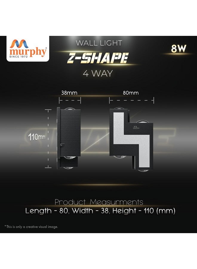 Murphy 8W Aluminium Led Luxurious Indoor & Outdoor Step Type Up/Down Wall Light Warm White, Shockproof & Rustproof Alluminium Body (2 Up & 2 Down Step), Pack of 6 (with 2 Years Warranty) - Image 3