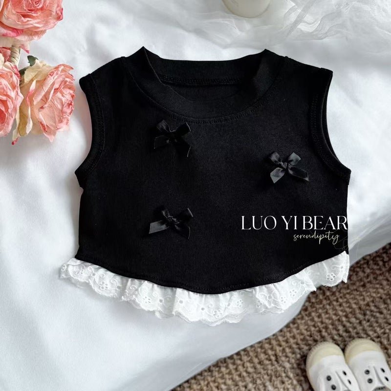 2025 Girls New Children's Clothing Bow Vest Sleeveless Summer Clothes New Children's Sweet Patchwork Sleeveless T-Shirt - Image 1