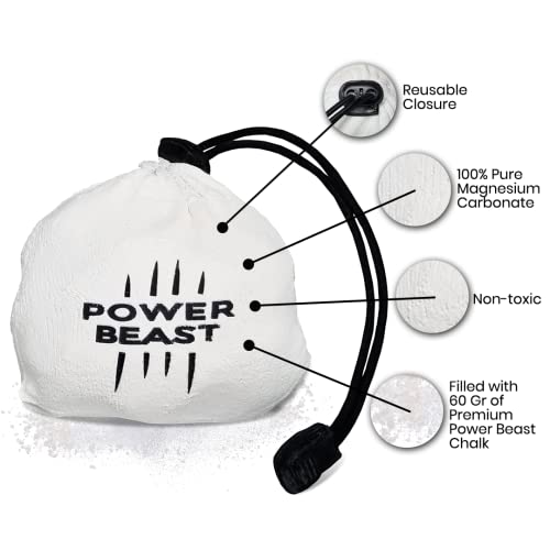 POWER BEAST Refillable Chalk Ball + Bag, Boulder Chalk, Sport Chalk, Gymnastics, Rock Climbing, Bouldering, Weightlifting, Climbing, Pole Dance, Bodybuilding, Tennis, Padel, Cross Training, Gym. - Image 3