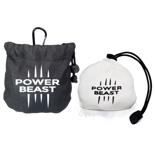 POWER BEAST Refillable Chalk Ball + Bag, Boulder Chalk, Sport Chalk, Gymnastics, Rock Climbing, Bouldering, Weightlifting, Climbing, Pole Dance, Bodybuilding, Tennis, Padel, Cross Training, Gym. - Image 1