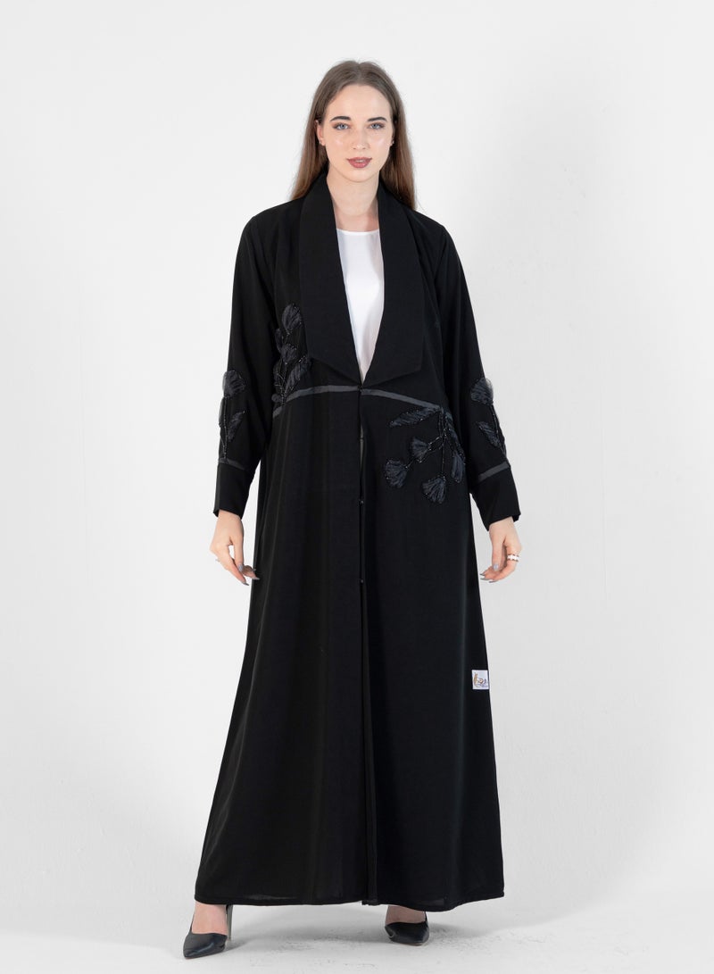 Rosette Abaya Stylish Abaya with Embroidery flowers Design - Image 1