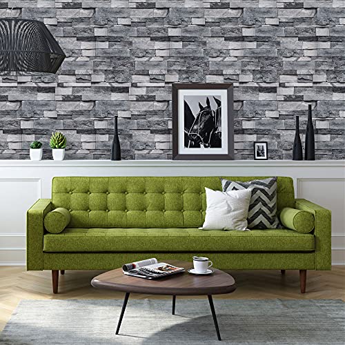 Timeet Brick Wallpaper Peel and Stick Wallpaper Vintage Brick Wallpaper 17.7”X 196.85” Faux Textured Wallpaper Stone Look Self Adhesive Removable Wall Paper Easy to Install - Image 3