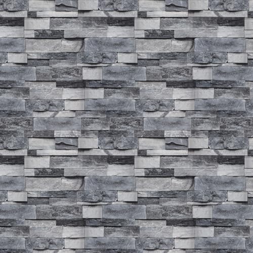 Timeet Brick Wallpaper Peel and Stick Wallpaper Vintage Brick Wallpaper 17.7”X 196.85” Faux Textured Wallpaper Stone Look Self Adhesive Removable Wall Paper Easy to Install - Image 1