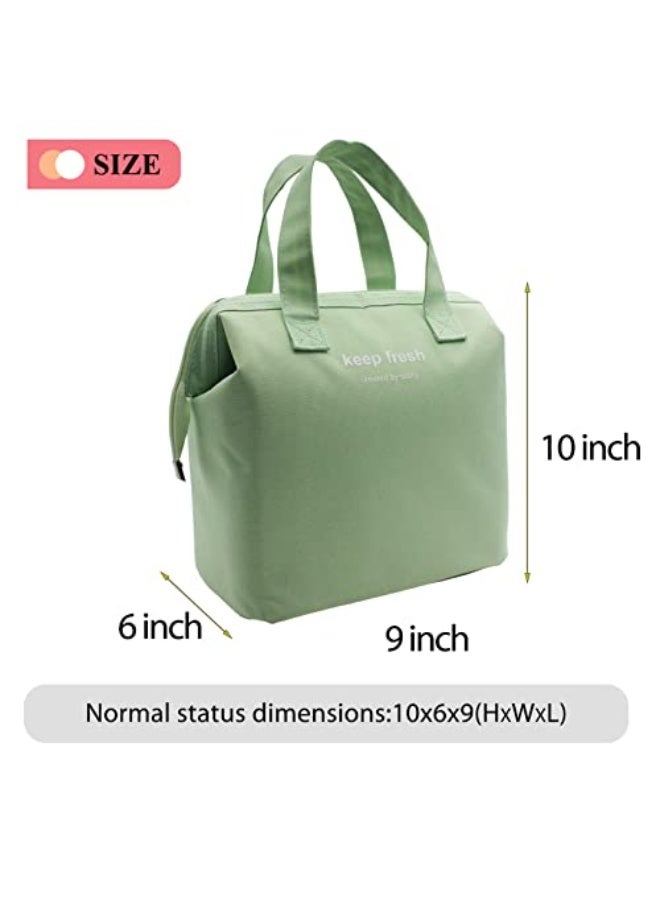Mziart Mziart Insulated Lunch Bag Simple Bento Cooler Bag Lunch Tote Bag for Lunch Box for Women Men Adult Picnic Working Hiking Beach (Light Green) - Image 4