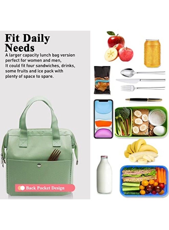 Mziart Mziart Insulated Lunch Bag Simple Bento Cooler Bag Lunch Tote Bag for Lunch Box for Women Men Adult Picnic Working Hiking Beach (Light Green) - Image 5