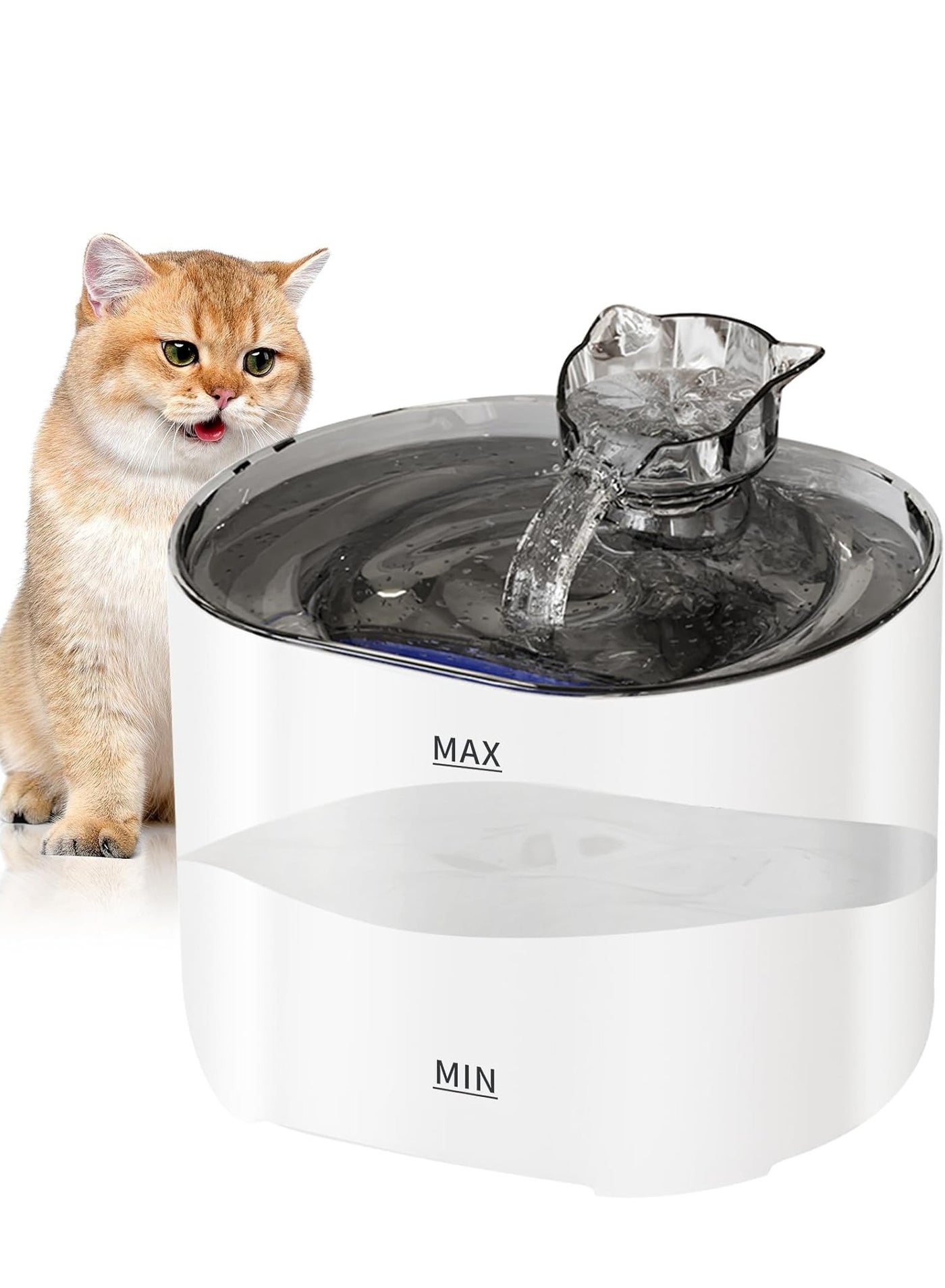 Automatic Cat Water Fountain, Quiet Pet Fountain with Water Filter, Stainless Steel Water Dispenser Drinking Bowl for Multiple Pets Drinking(White)