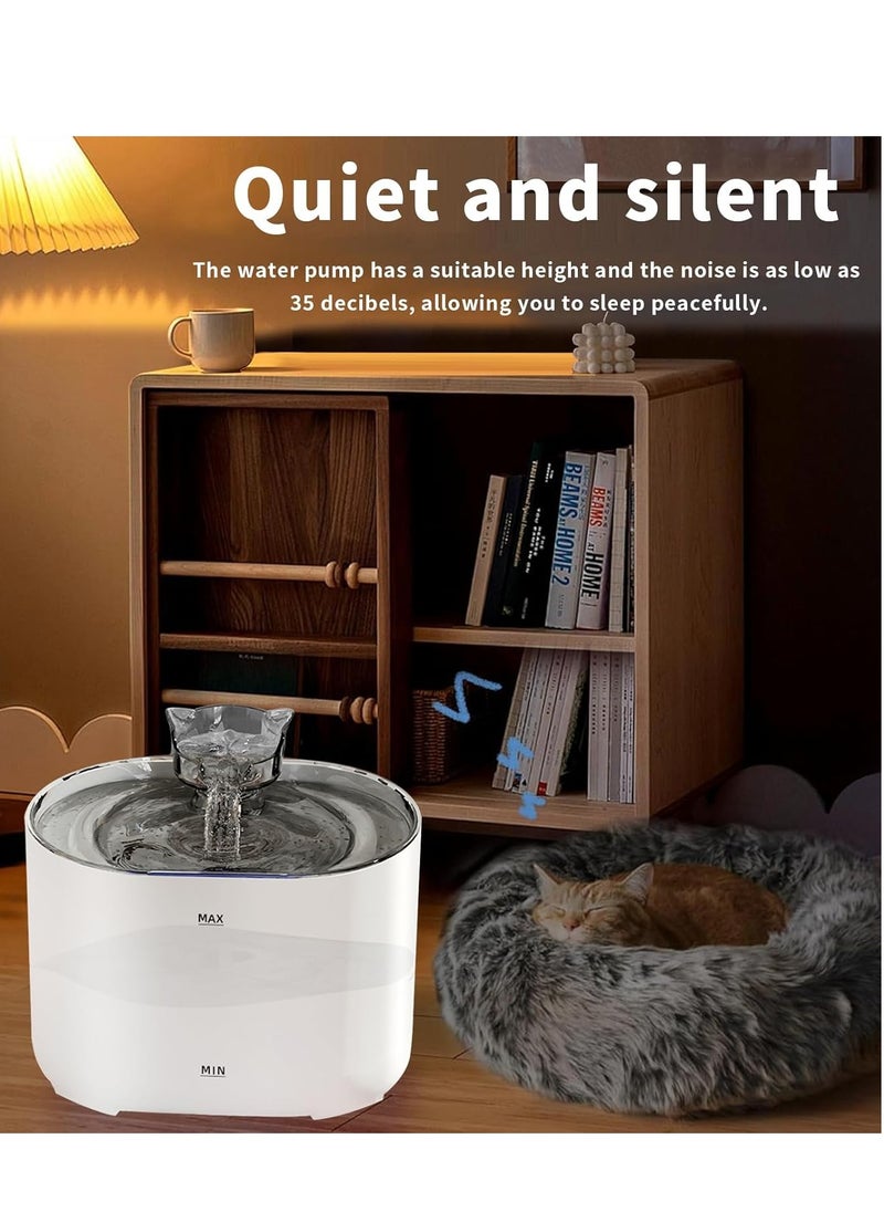 Yoawllty White Cat Water Fountain, Automatic Quiet Pet Fountain with Water Filter, Stainless Steel Water Dispenser Drinking Bowl for Multiple Pets Drinking  - Image 5